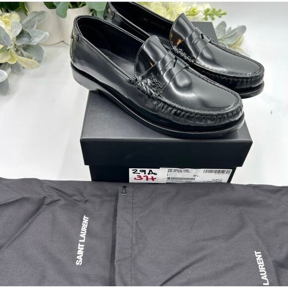 Women's Saint Laurent leather penny loafers size 37.5 made in Italy - Picture 10 of 13